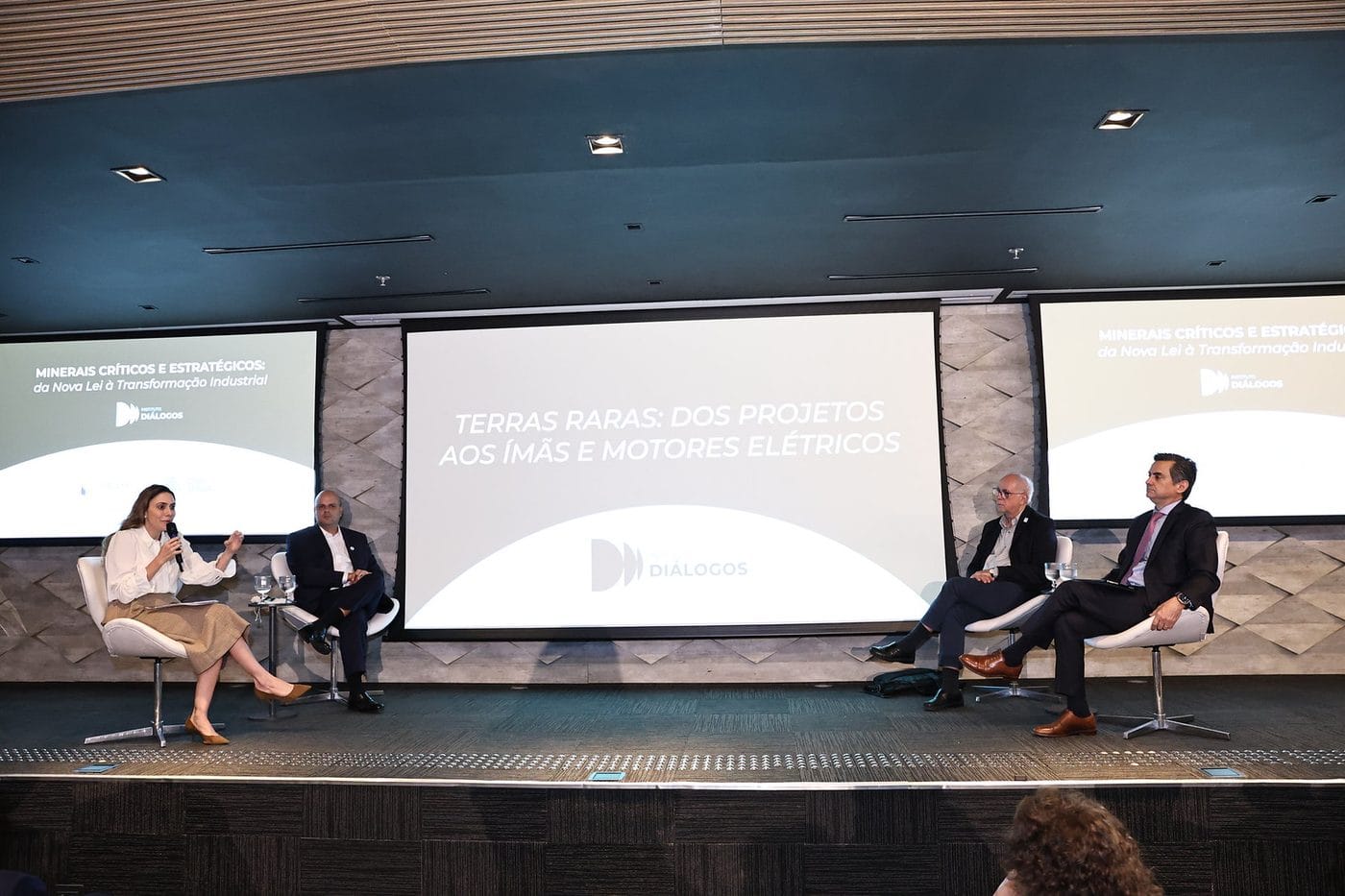 Debatedores no palco do painel sobre terras raras